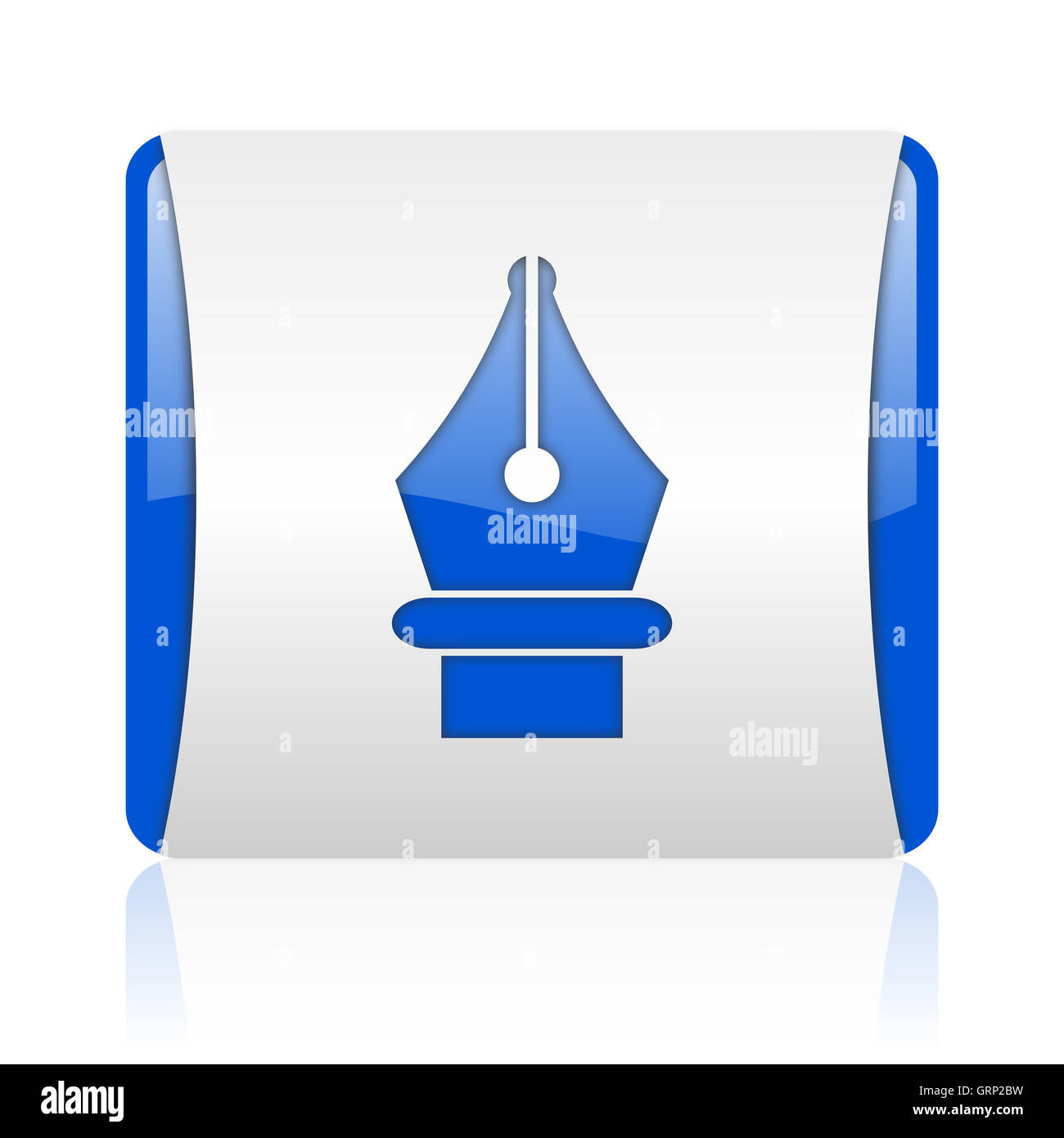 pen blue square web glossy icon Stock Photo - Alamy
