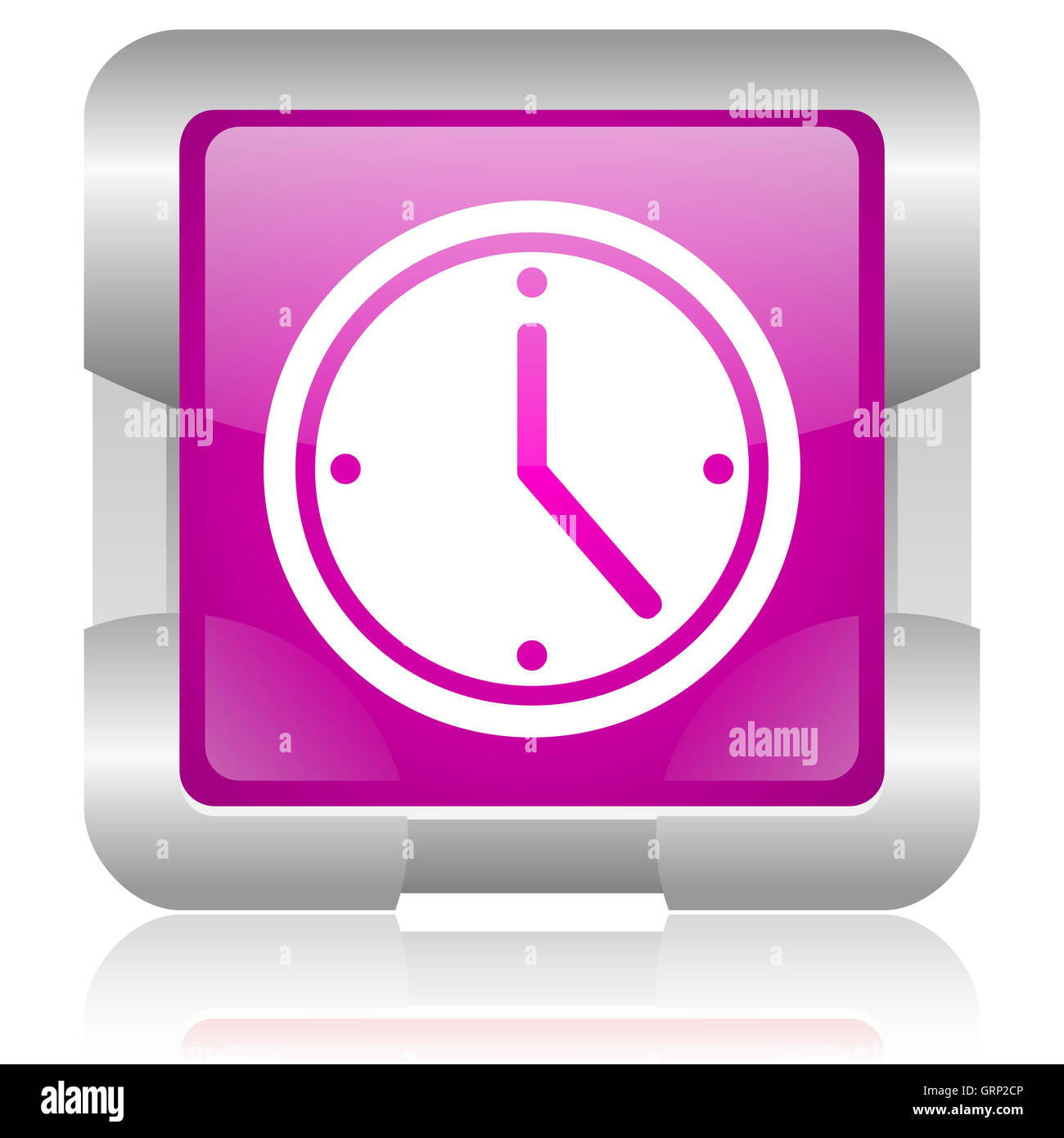 clock pink square web glossy icon Stock Photo - Alamy