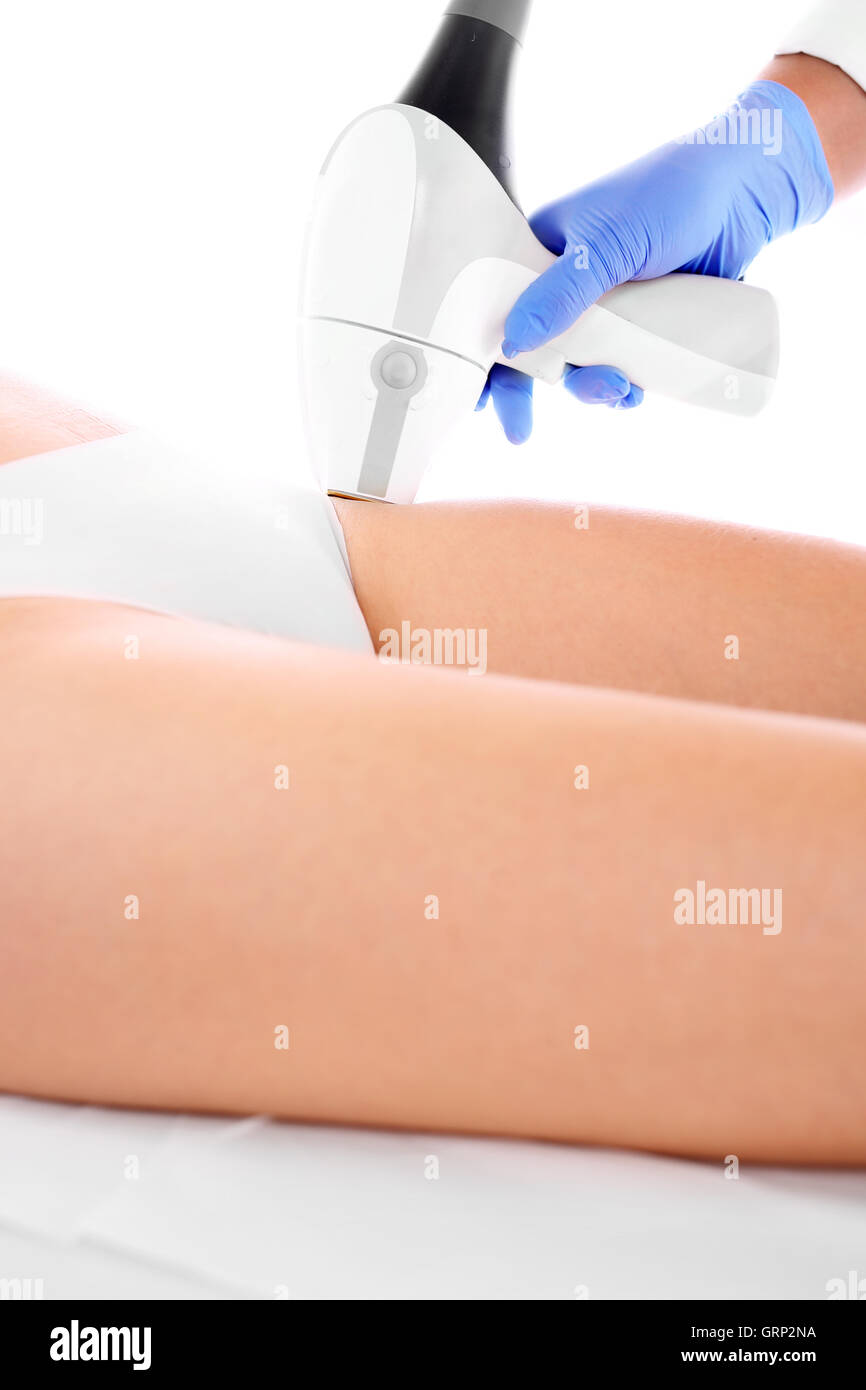 Woman on laser hair removal legs Stock Photo Alamy