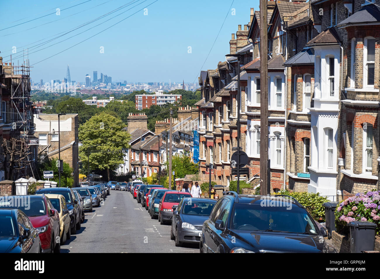 View of the London skyline from Woodland Road in Crystal Palace, London England United Kingdom UK Stock Photo