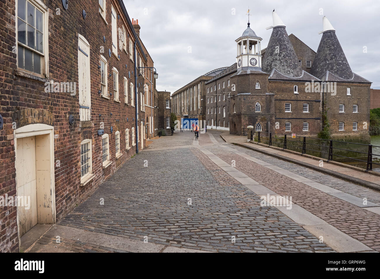 The House Mill and the Clock Mill at Three Mills in Bow in London England United Kingdom UK Stock Photo