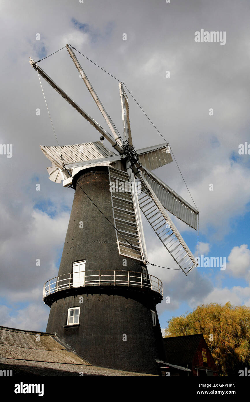 Unique eight sail windmill, Heckington, Lincolnshire. Stock Photo