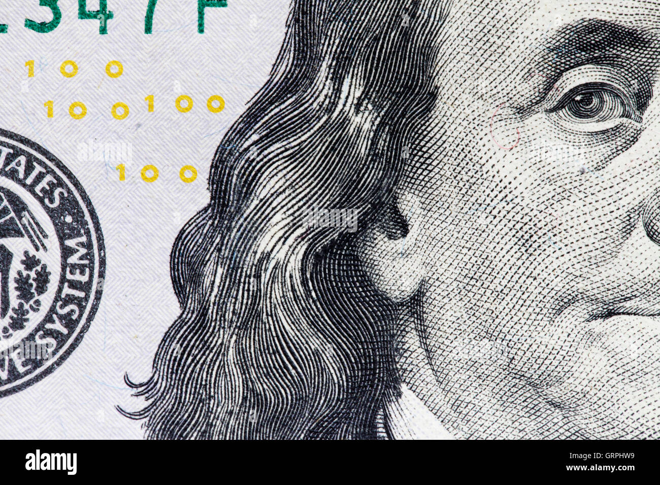 new 100, the new hundreddollar bill closeup, the protection system