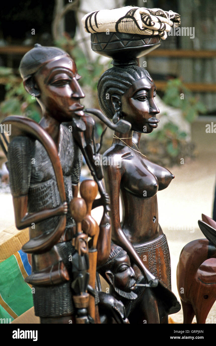 Wood carvings, Banjul, The Gambia, West Africa Stock Photo Alamy