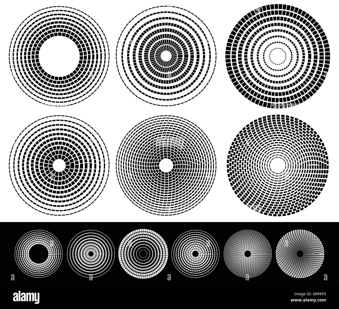 Concentric circle elements. Set of 6 variation Stock Vector Image & Art