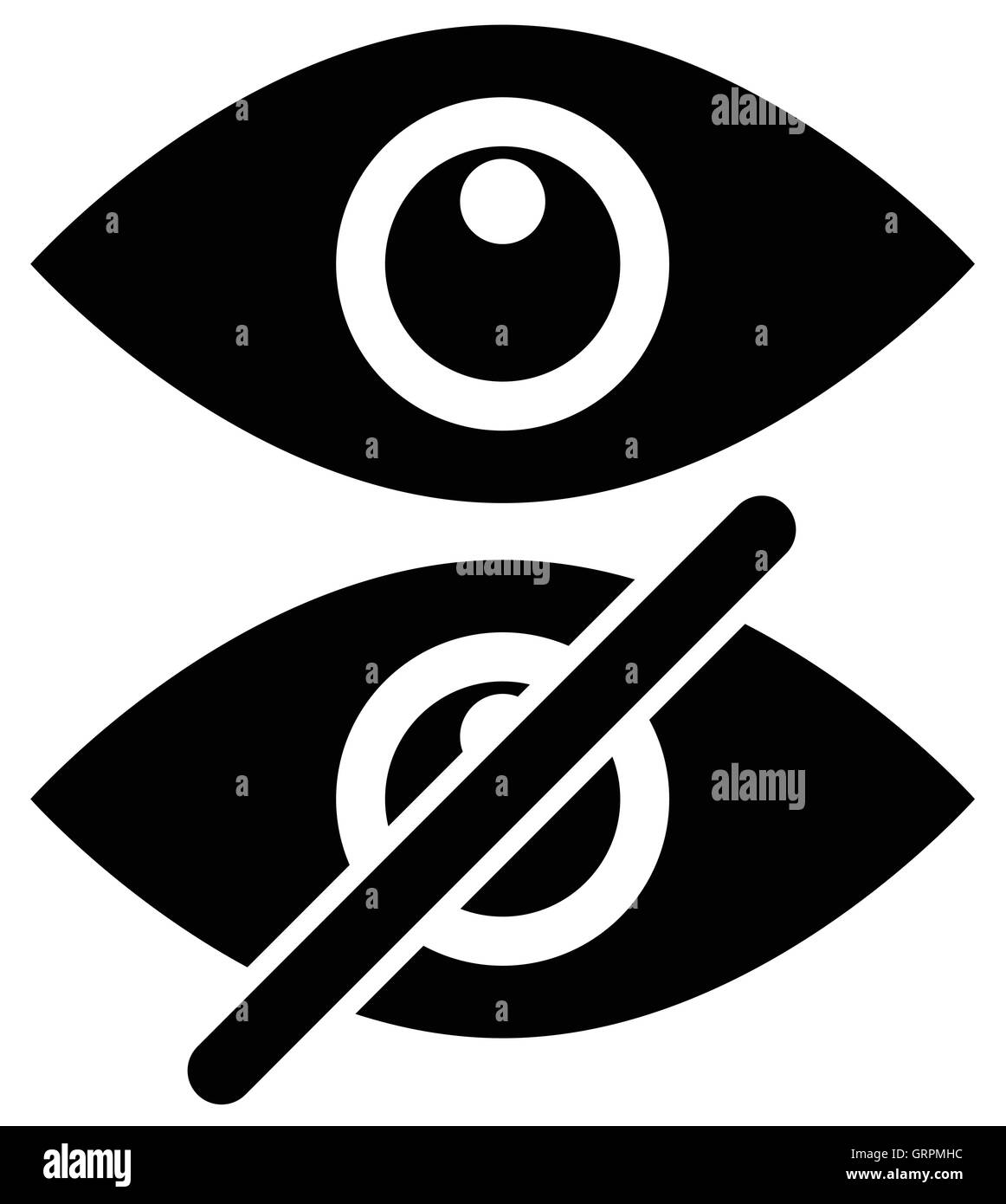 Eye symbols as show, hide, visible, invisible, public, private icons ...