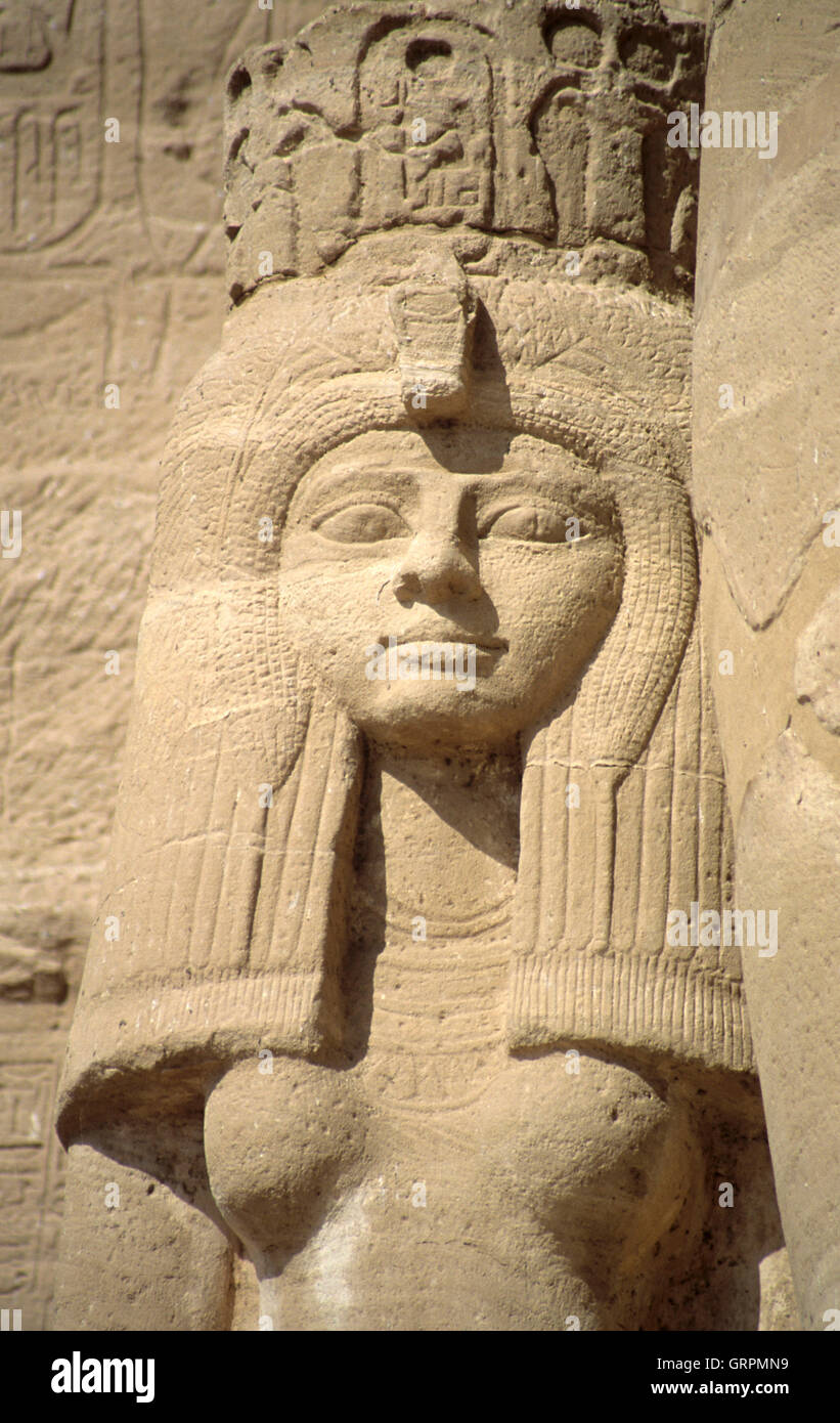 Queen Nefertari, Temple Ramses II, Abu Simbel, Upper Egypt Stock Photo