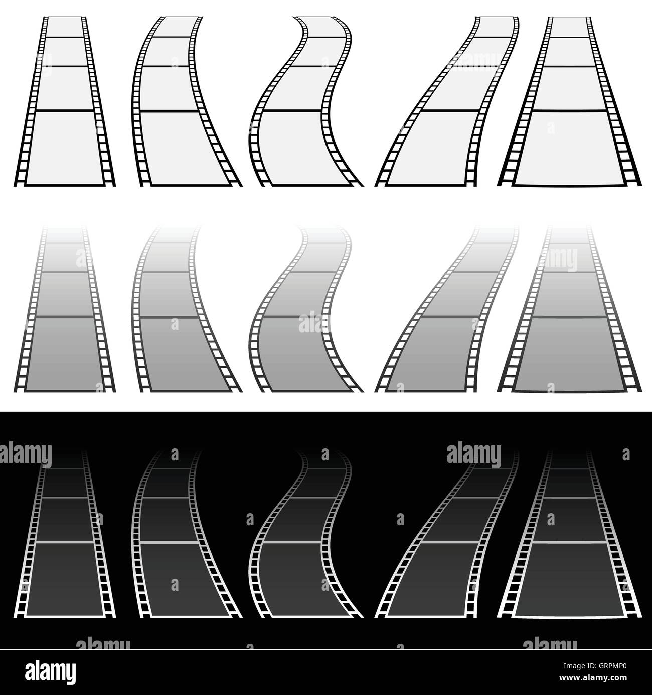 Film strip illustration for photography concepts. Set of several elements Stock Vector Image