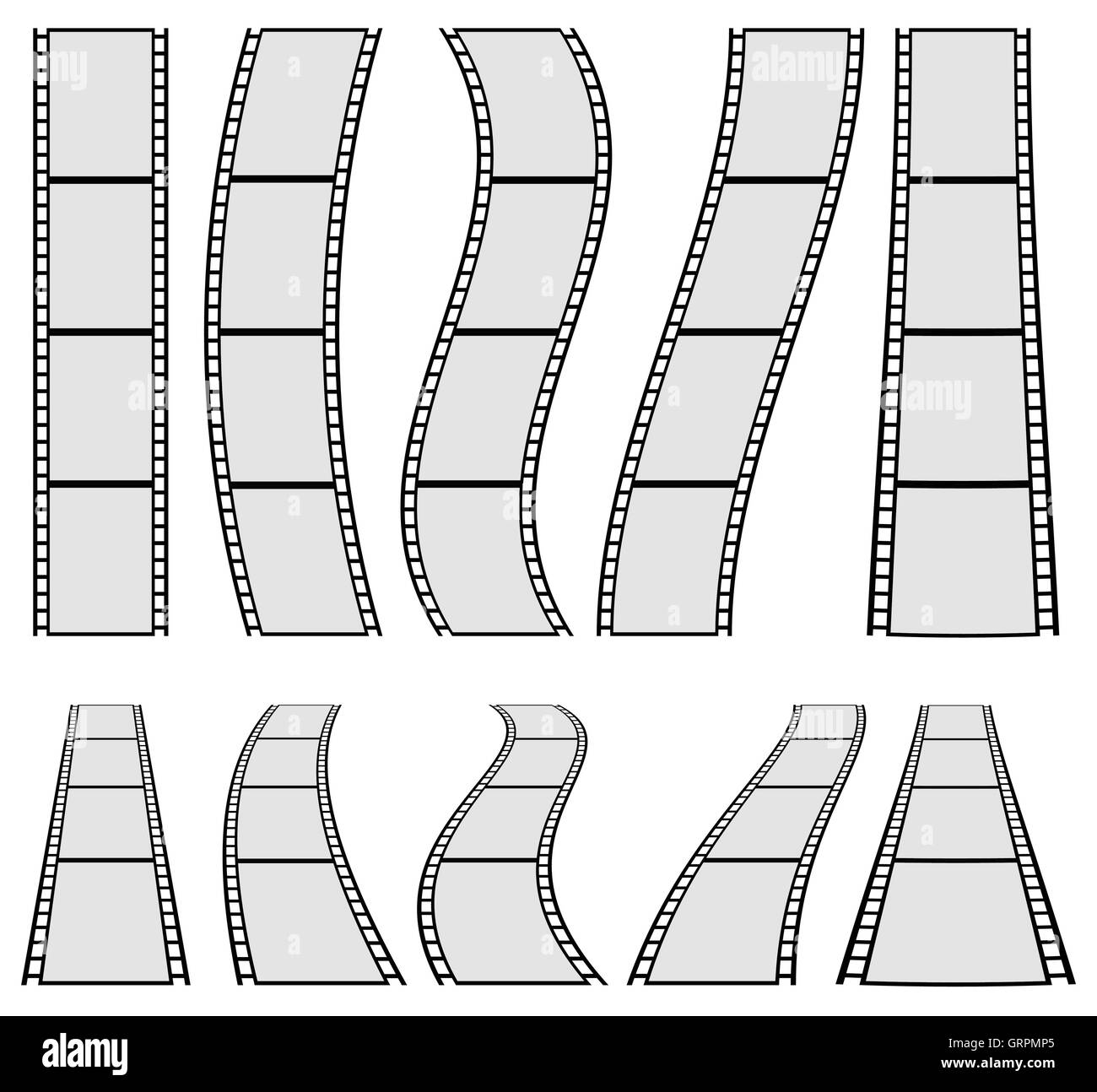 Film strip illustration for photography concepts. Set of several elements Stock Vector Image