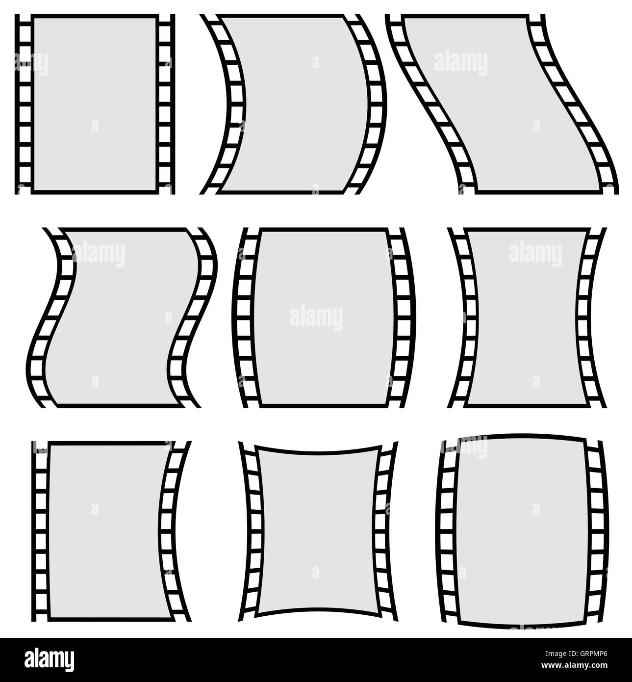 Film strip illustration for photography concepts. Set of several elements Stock Vector Image