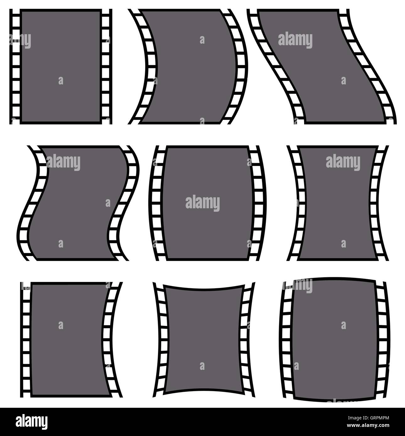 Film strip illustration for photography concepts. Set of several elements Stock Vector Image