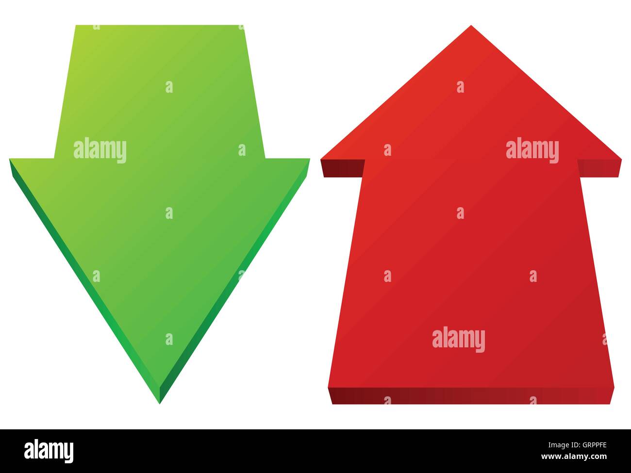 Set of 3d up down arrows in perspective. Green, red arrows Stock Vector ...