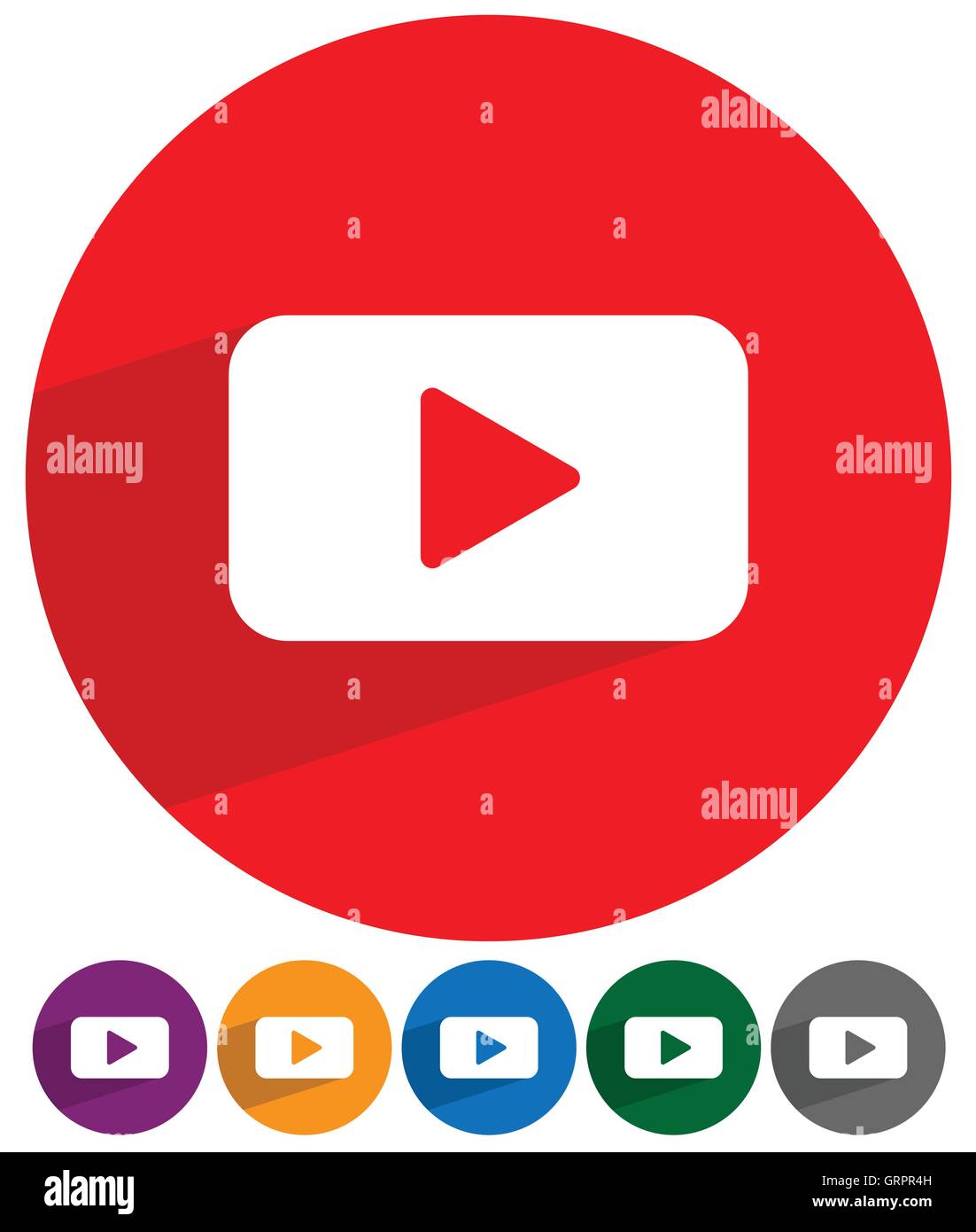 Flat style play button play icon in 6 color Stock Vector Image & Art ...