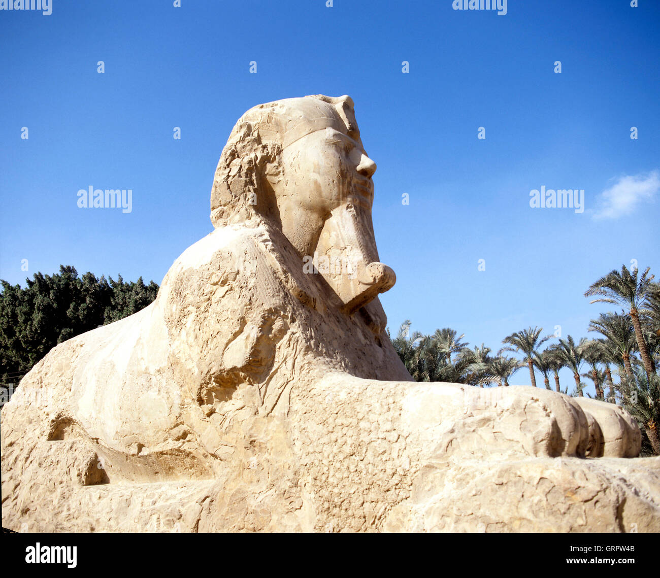Alabaster Sphinx, Memphis, Upper Egypt Stock Photo - Alamy