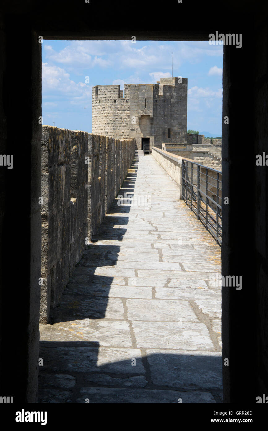Ancient city walls Aigues-Mortes Languedoc-Roussillon France Stock Photo