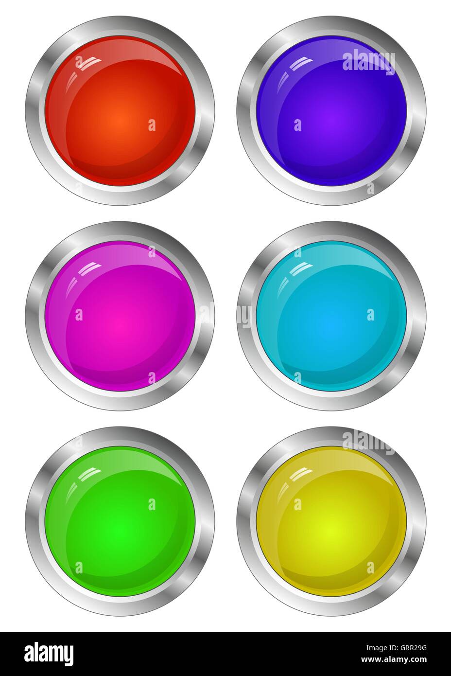 Set of glossy round colorful buttons isolated on white. Vector illustration  for design, game, web Stock Vector Image & Art - Alamy