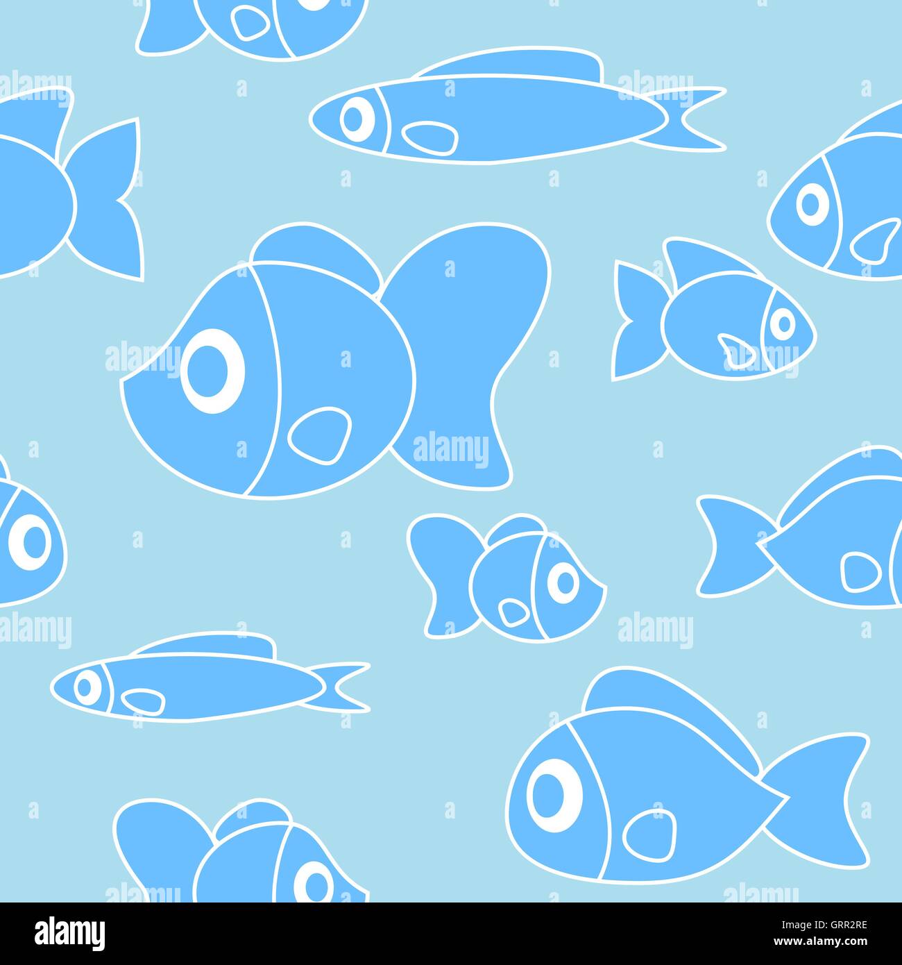 Seamless pattern with fish in cartoon style. Vector Stock Vector Image ...
