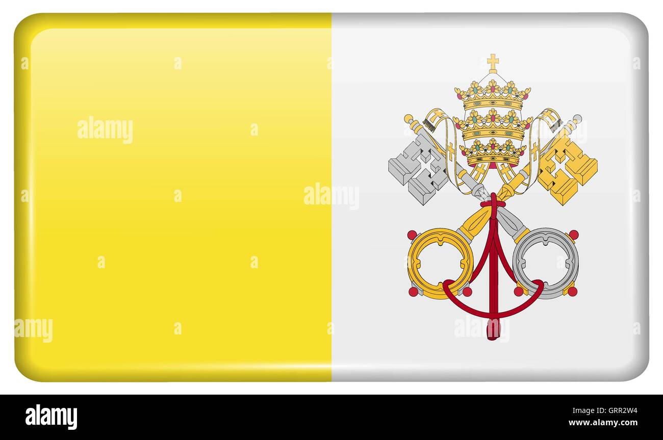 Flags Vatican CityHoly See in the form of a magnet on refrigerator with reflections light. Vector Stock Vector