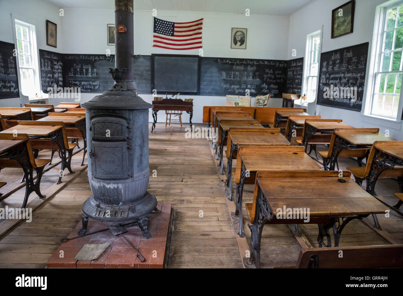 Hastings, Michigan - The Lee School, a one-room schoolhouse in Historic Charlton Park village. Stock Photo