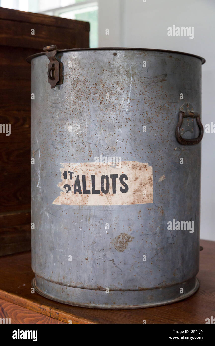 Hastings, Michigan - A ballot box at Hastings Township Hall at historic Charlton Park village. Stock Photo