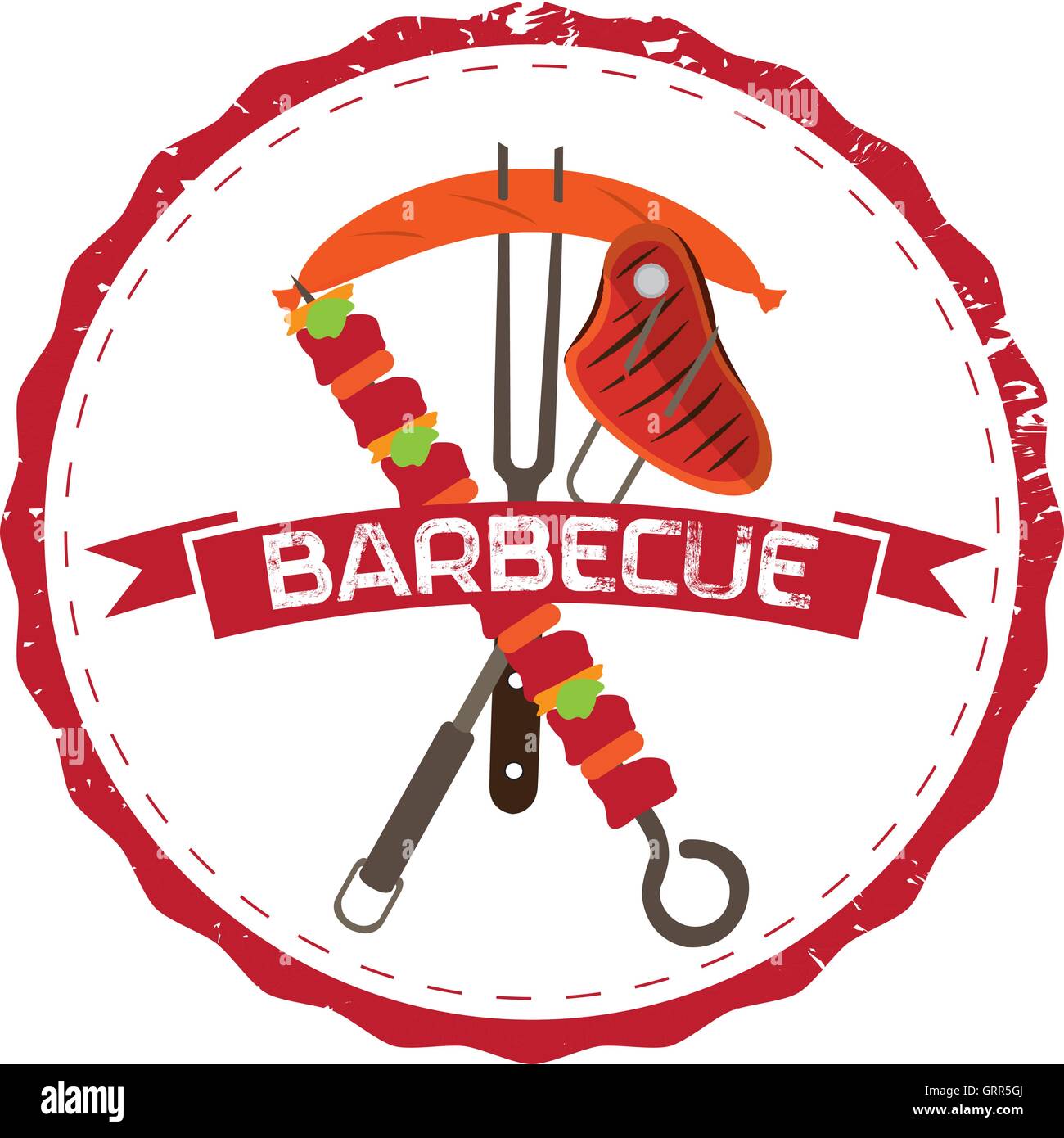Isolated barbecue label with different kind of meats, Vector ...