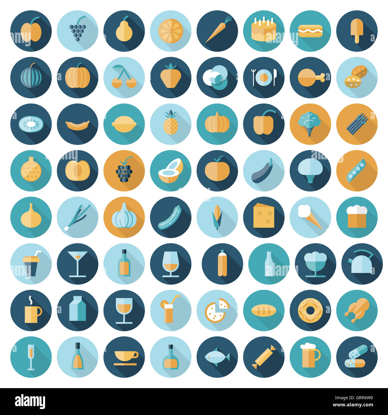 Flat design icons for food and drinks Stock Photo - Alamy