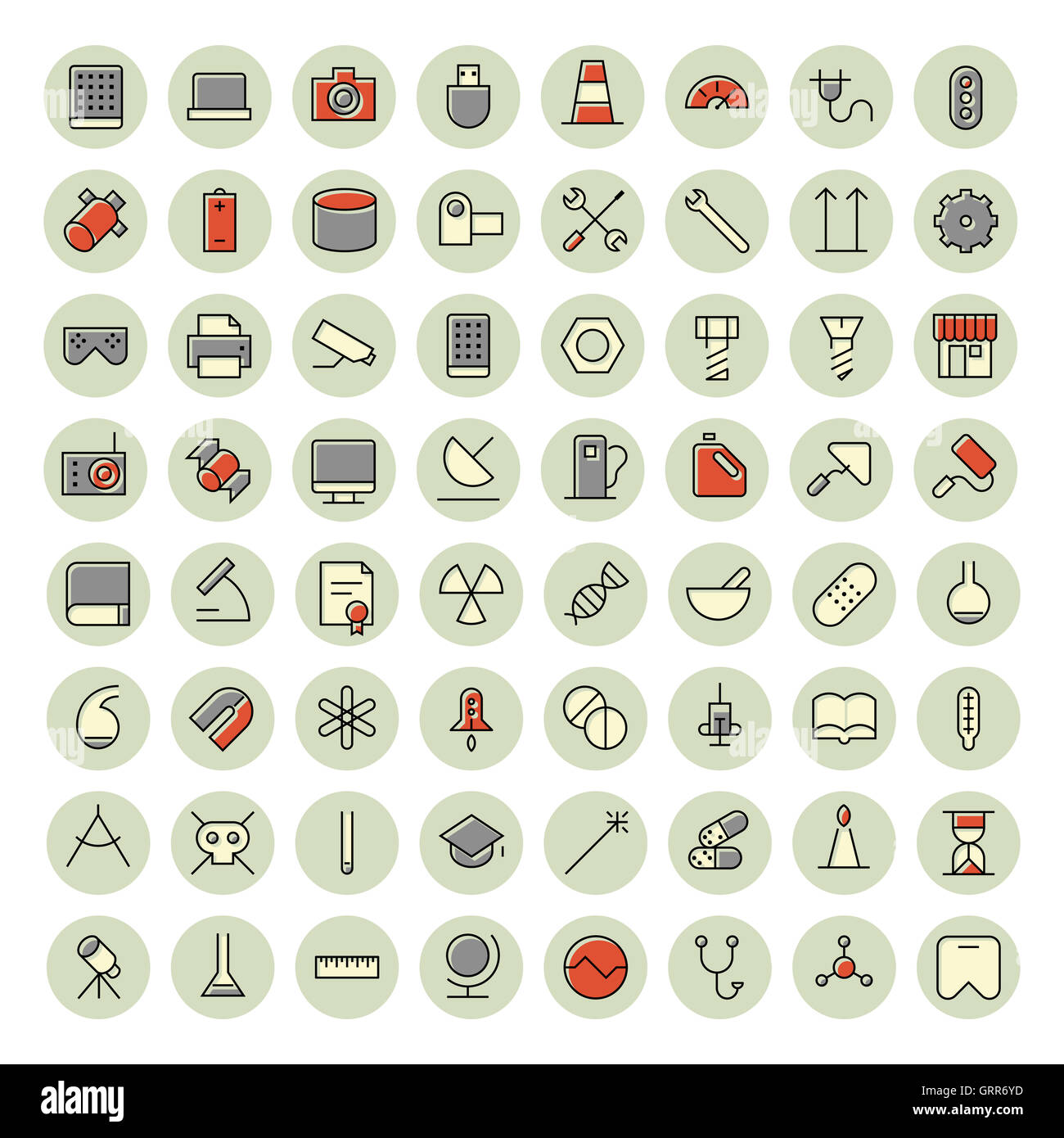 Thin line icons for science, technology and medical Stock Photo - Alamy