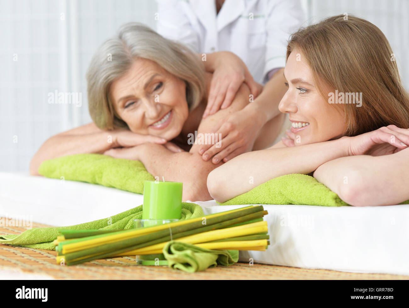 Beautiful women getting spa treatment. Stock Photo