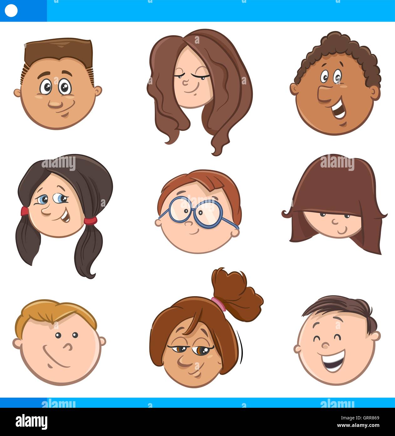 Cartoon Illustration of Funny Children or Teen Characters Heads Set Stock  Vector Image & Art - Alamy