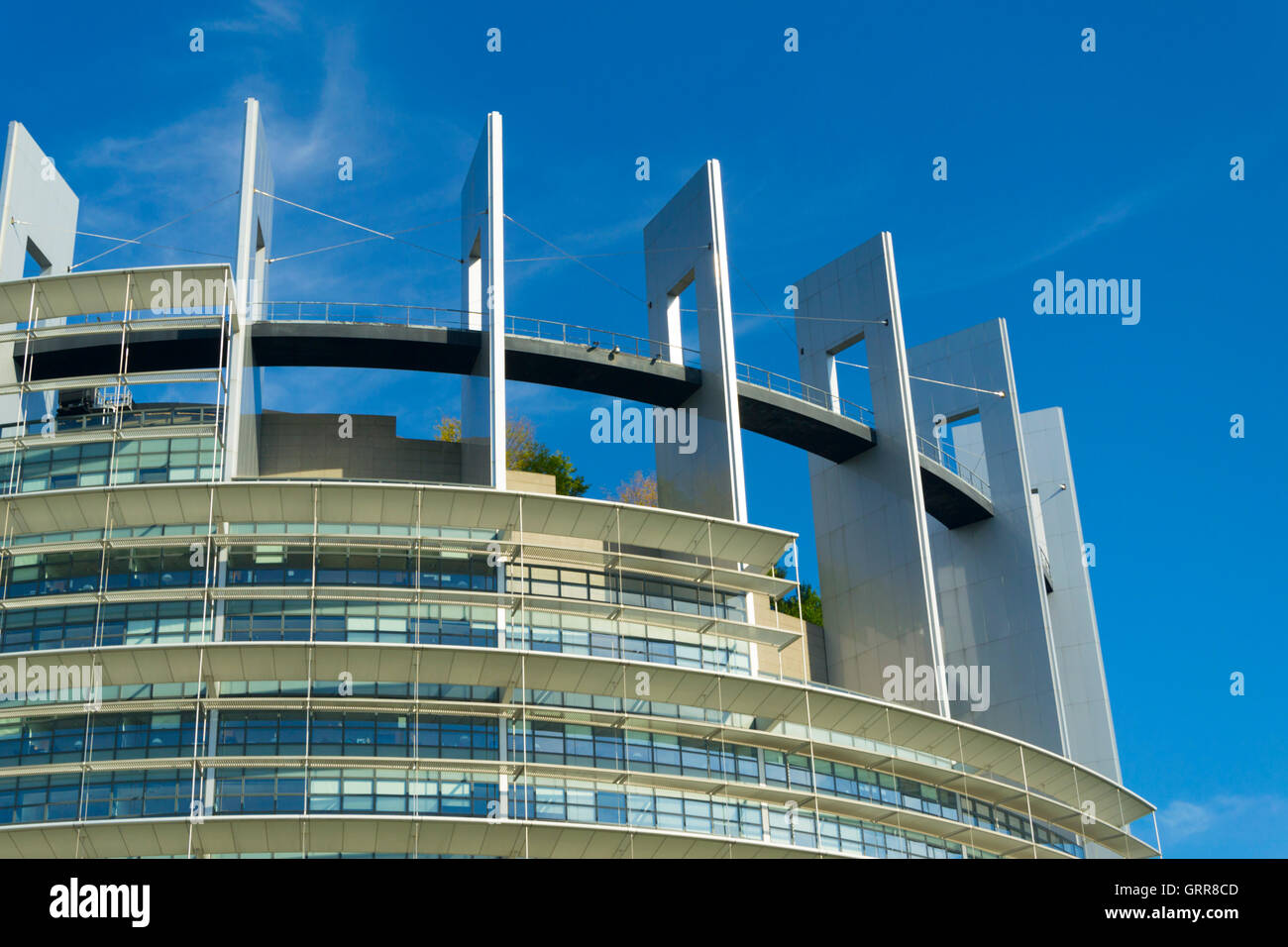 France, Bas Rhin (67), Strasbourg town, European Parliament, architectural detail of the Louise Weiss building Stock Photo