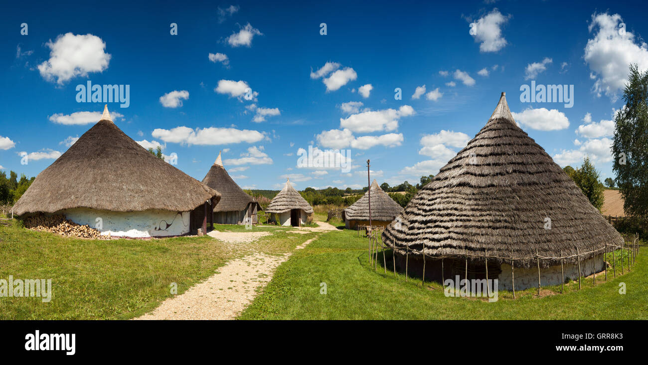 Butser Ancient Farm, Iron age enclosure. Stock Photo