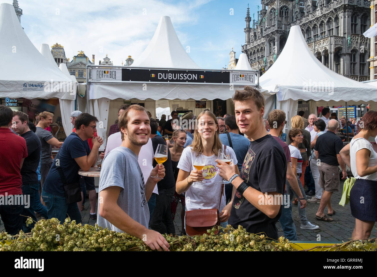 crowd people enjoy beer festival brussels belgium Stock Photo