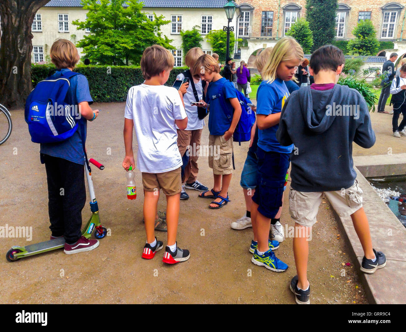 Copenhagen, Denmark, Large Crowd of People, Danish Teens talking
