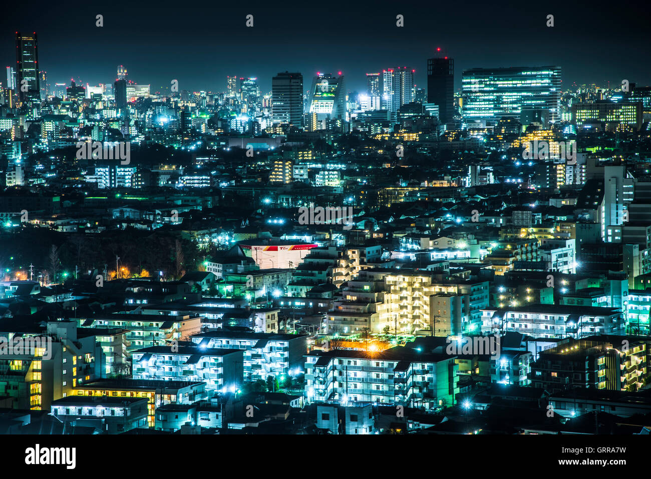General view of Tokyo, view from Nerima -Ku, Tokyo, Japan. Toward Nakano. Stock Photo