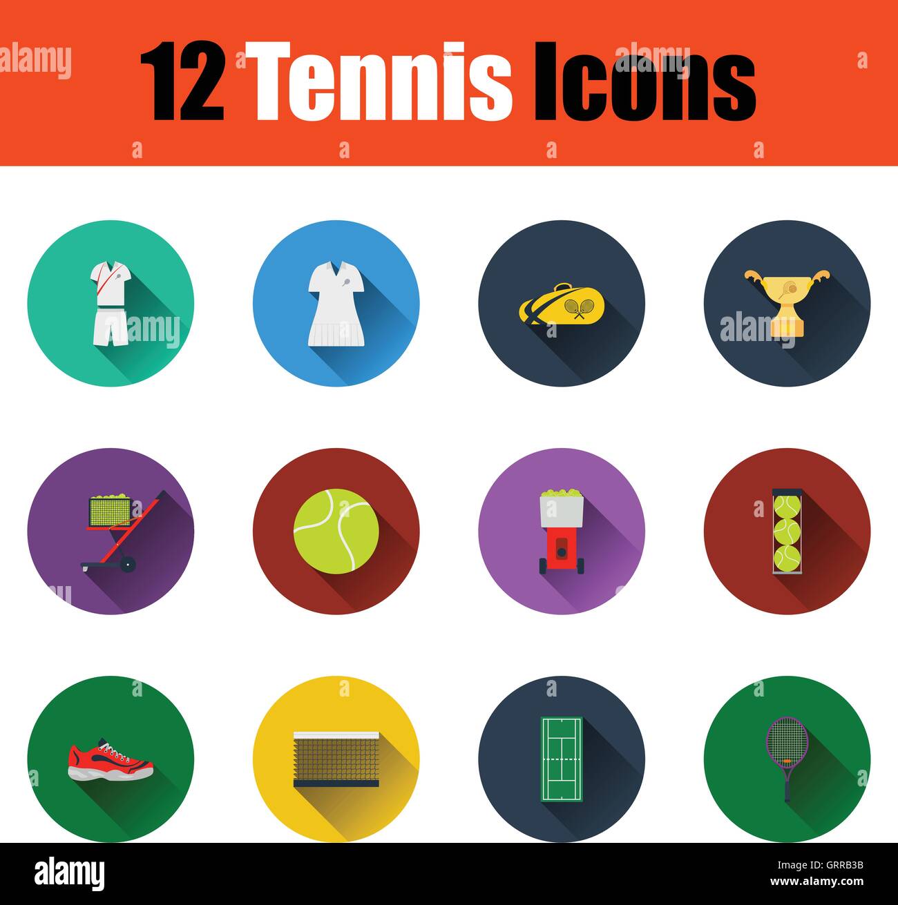 Flat design tennis icon set in ui colors. Vector illustration Stock ...