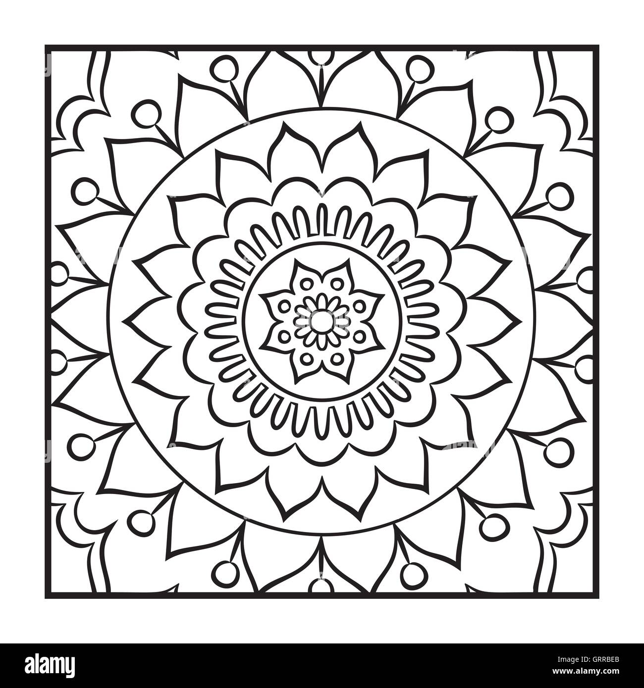 Doodle Mandala Coloring Page Stock Vector Image & Art - Alamy