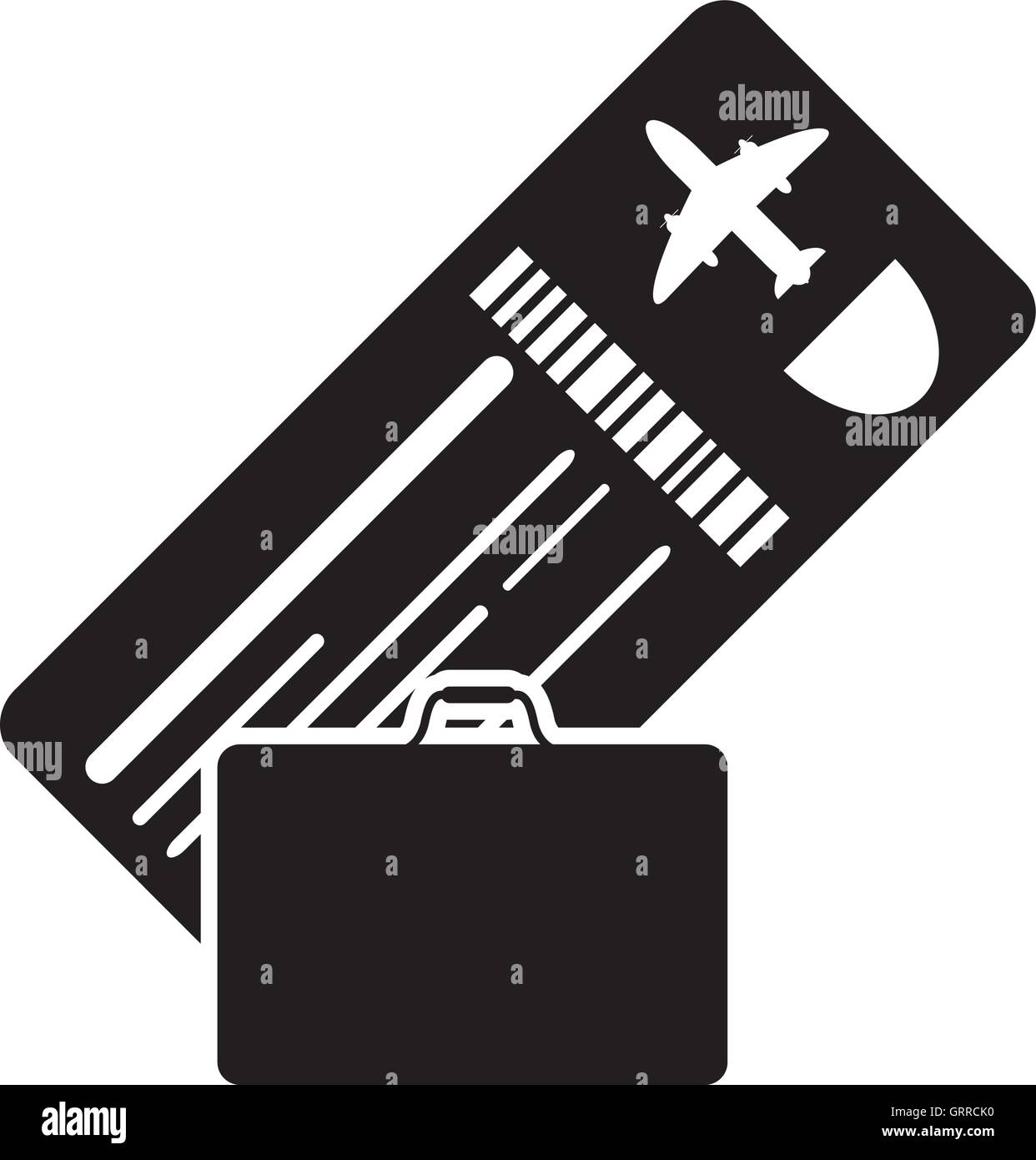 boarding pass or ticket and suitcase icon Stock Vector