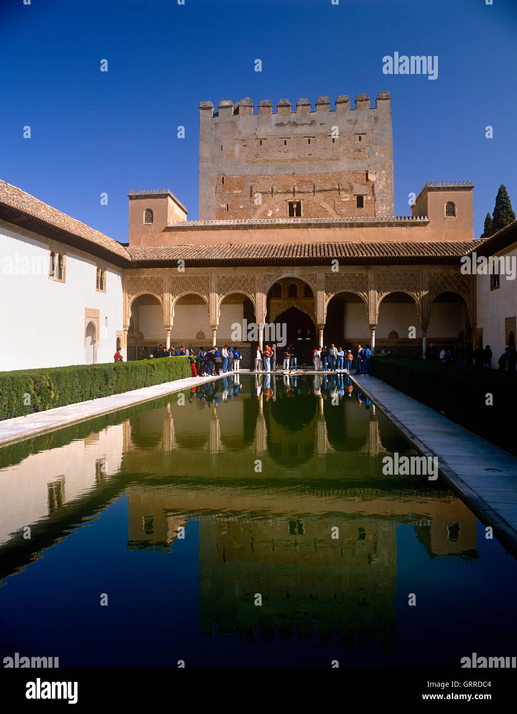 Court of the Myrtles, Alhambra Palace, Granada, Andalucia, Spain Stock Photo