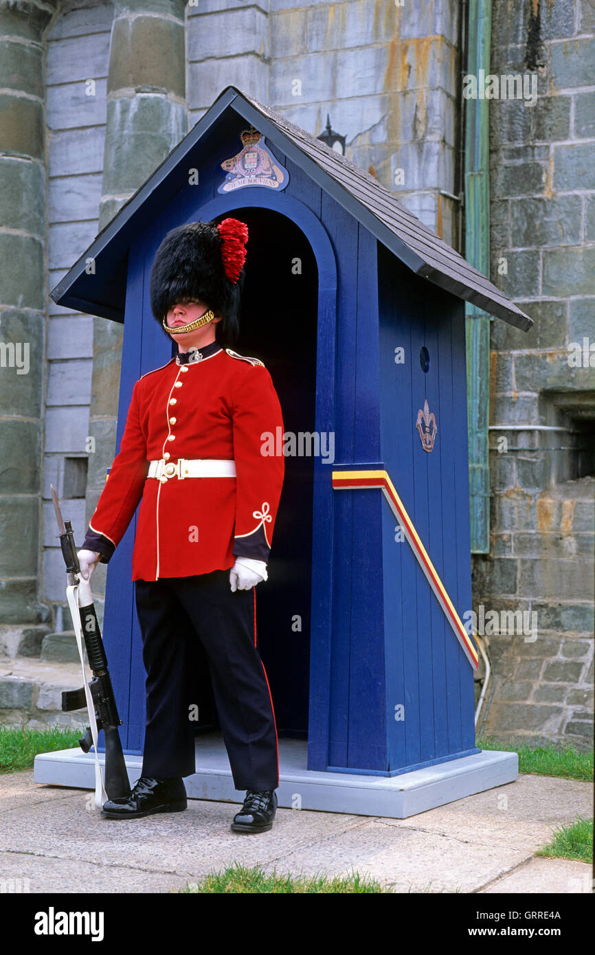 Canadian soldier guarding at the fortress of Quebec City, Quebec, Canada Stock Photo