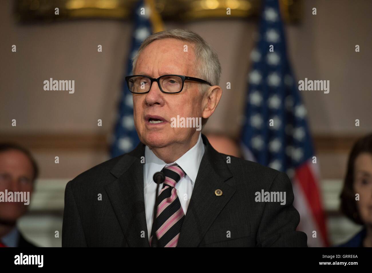U.S. Senate Minority leader Harry Reid during a press conference on Capitol Hill July 14, 2015 in Washington, DC. Stock Photo