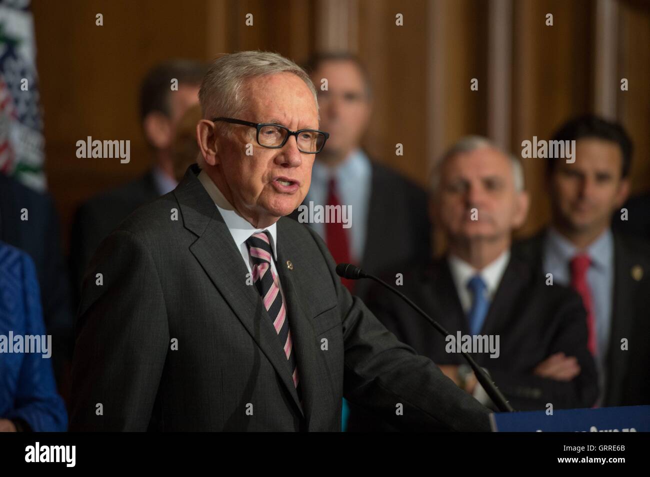 U.S. Senate Minority leader Harry Reid during a press conference on Capitol Hill July 14, 2015 in Washington, DC. Stock Photo