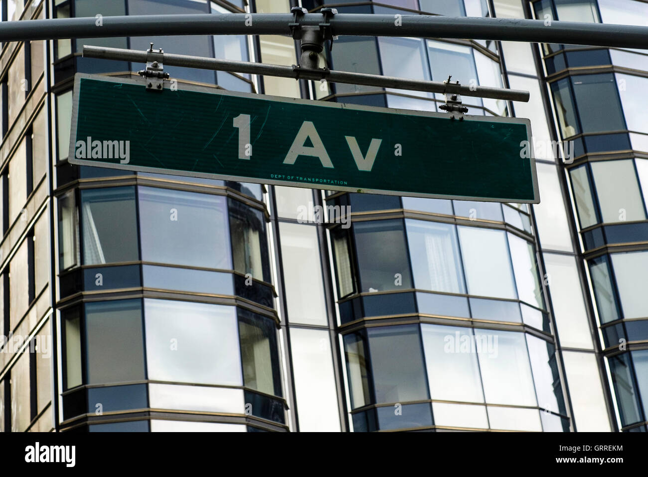 A 1 Av, First Avenue street sign Stock Photo - Alamy