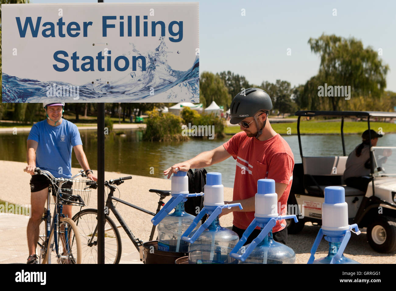 Water filling station at an outdoor event - Washington, DC USA Stock Photo
