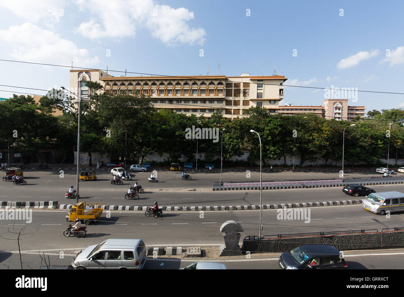 Telangana Secretariat at Telugu Talli Flyover Stock Photo