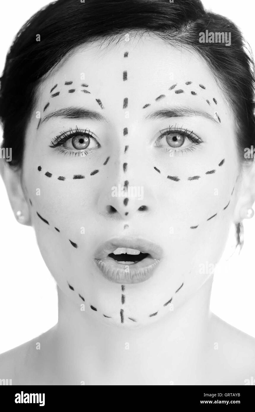 Plastic surgery lines Black and White Stock Photos & Images - Alamy