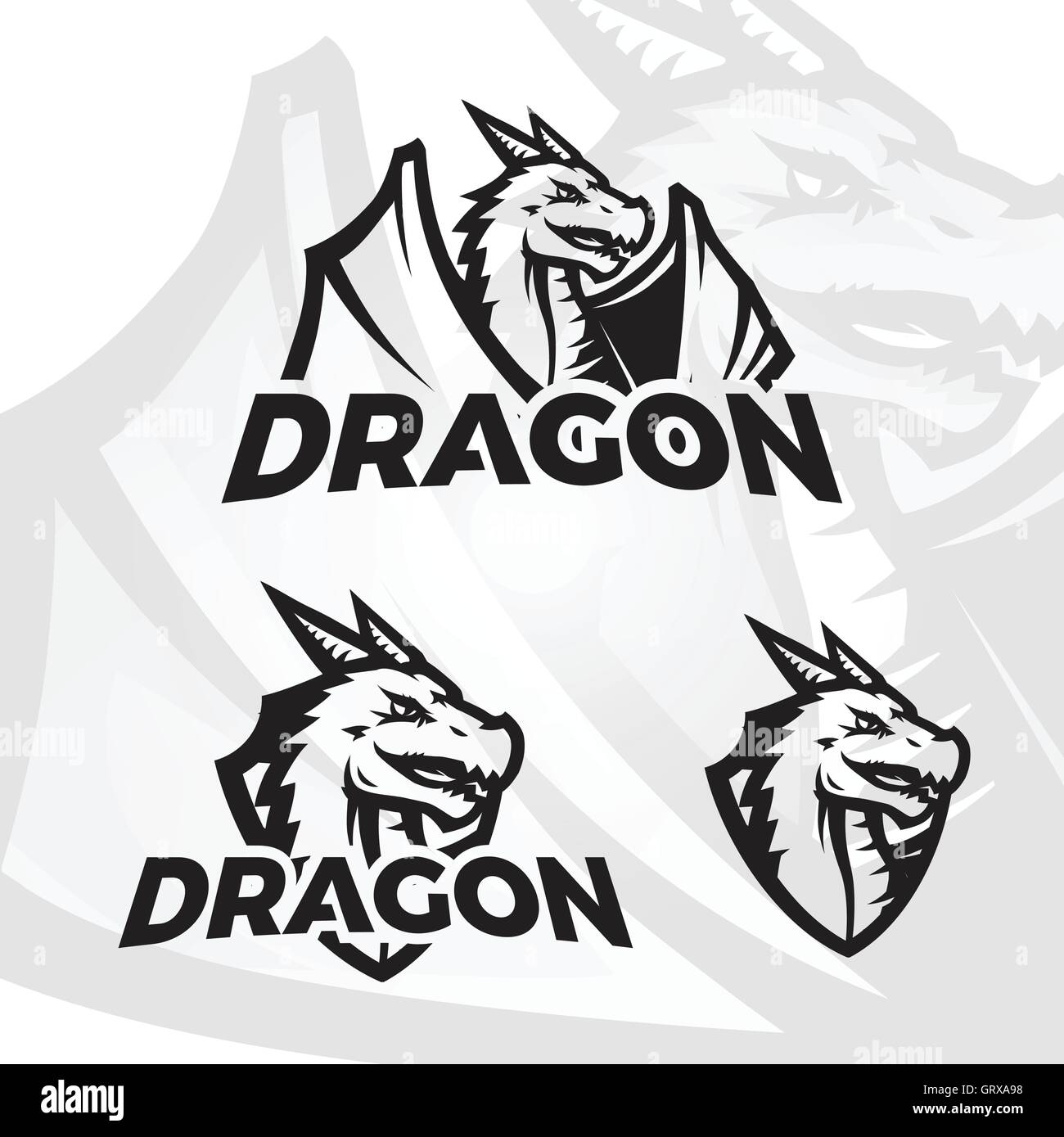 Dragons sport mascot. College league insignia, Dragon school team vector illustration Stock Vector