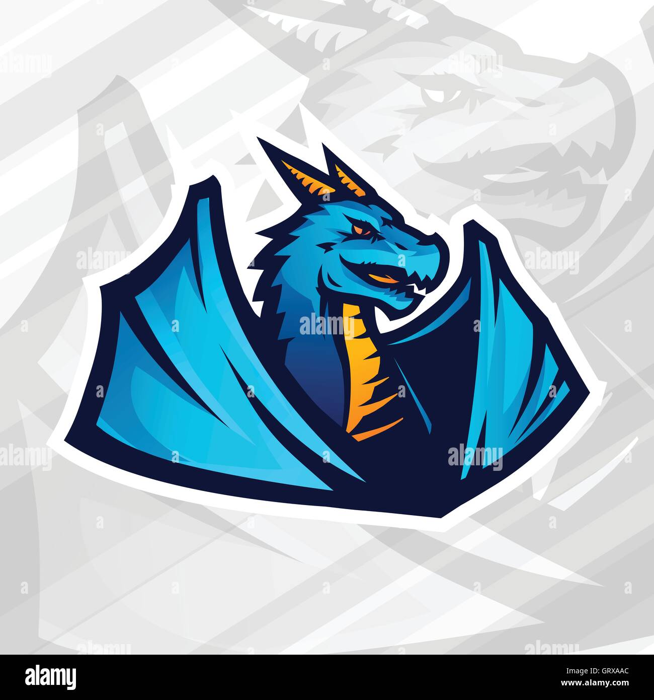 Dragon logo concept. Football or baseball mascot design. College league insignia, School team vector. Stock Vector