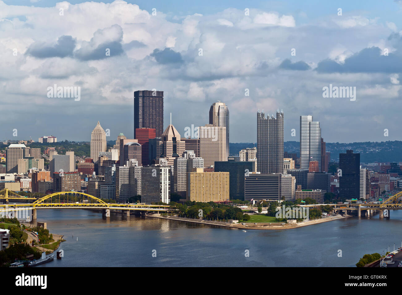 Pittsburgh skyline. Image of Pittsburgh downtown skyline at summer day. Stock Photo