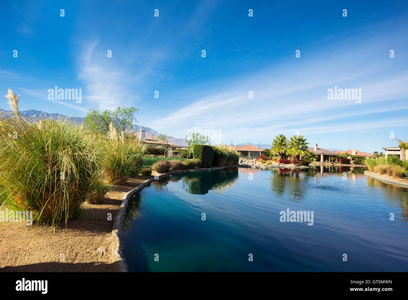 Sunny desert home lifestyle in gated community in Rancho MIrage Stock