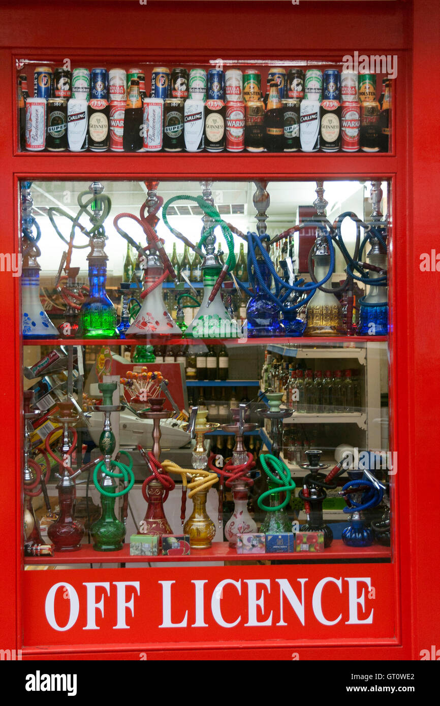 Off licence shop window, Brick Lane, London, UK Stock Photo Alamy